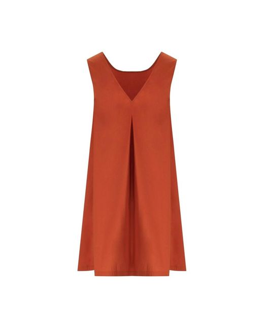 Max Mara Kleedjes ,Oranje ,Katoen Baksteenrood Mouwloze Strandjurk in het Red