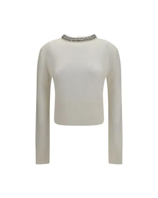 Pinko Gray Round-Neck Knitwear