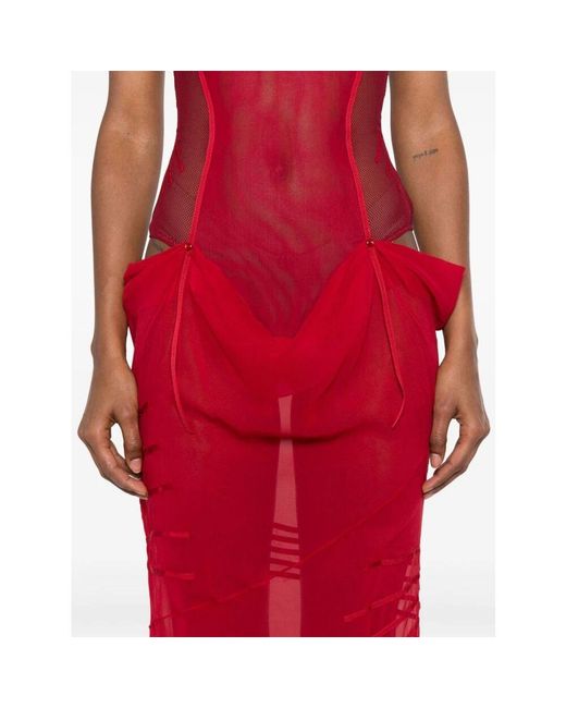 The Attico Red Rotes Modisches Kleid Wahre Größe