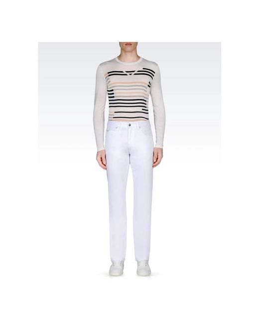 Armani White Straight Fit Jeans for men