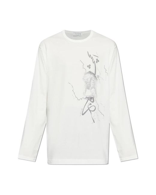 Yohji Yamamoto Langarm T-Shirt in White für Herren