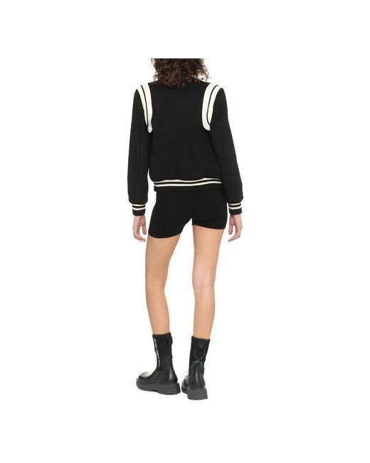 Saint Laurent Wollen Bomberjack Met Leren Details in het Black