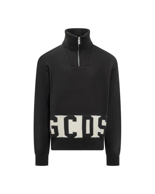 Half zip mockneck sweater di Gcds in Black da Uomo