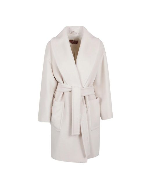 Max Mara White Belted Coats