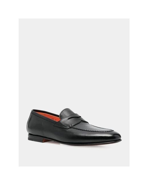 Santoni Black Loafers