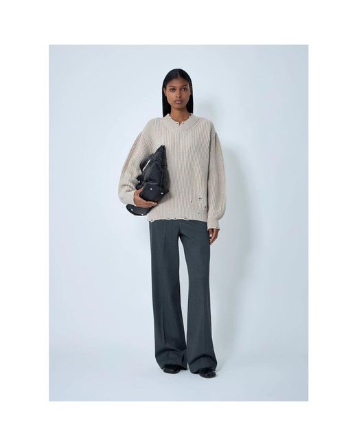 MM6 by Maison Margiela Gray V-Neck Knitwear