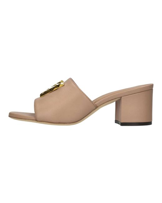 Via Roma 15 Brown Heeled Mules