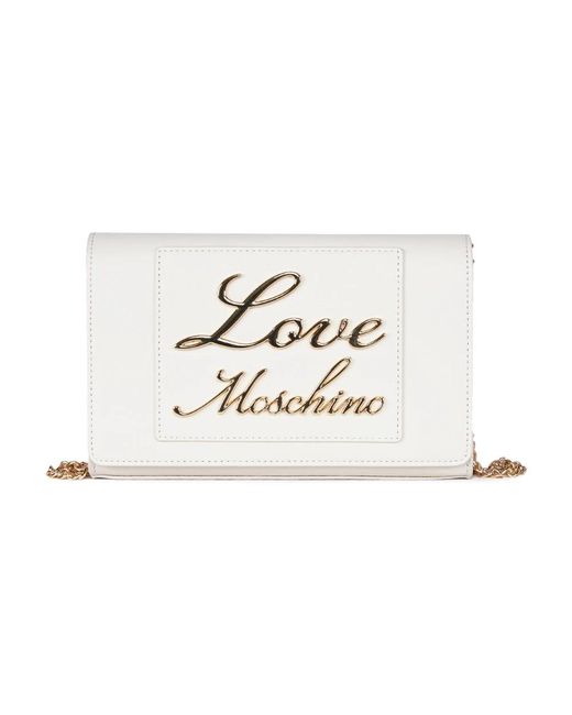 Tracolla in ecopelle beige di Love Moschino in White