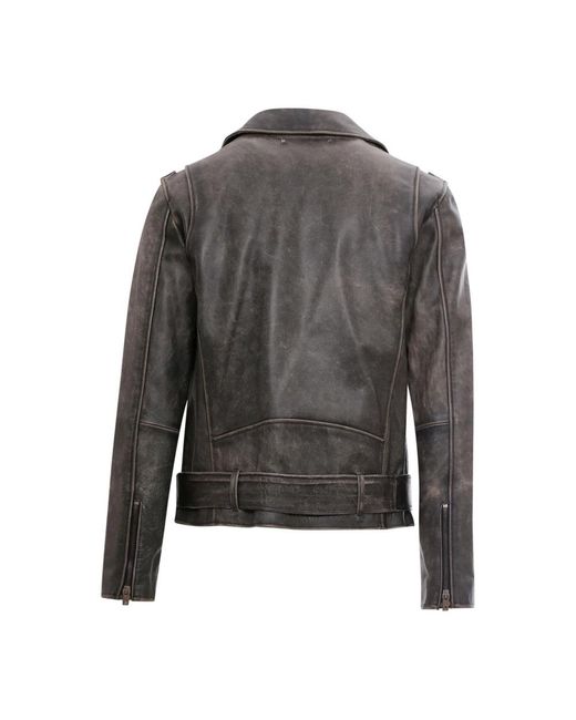Golden Goose Deluxe Brand Gray Leather Jackets for men