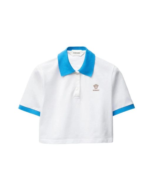 Versace Cropped Polo Sweater in het Blue