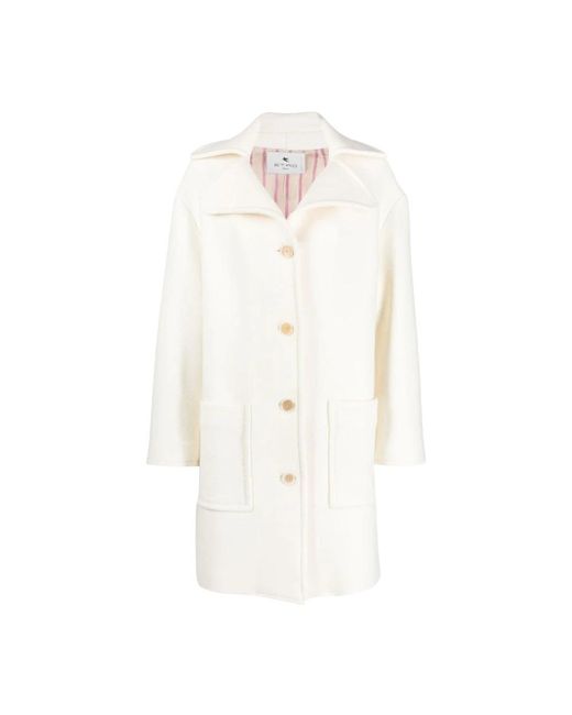 Etro White Single-Breasted Coats