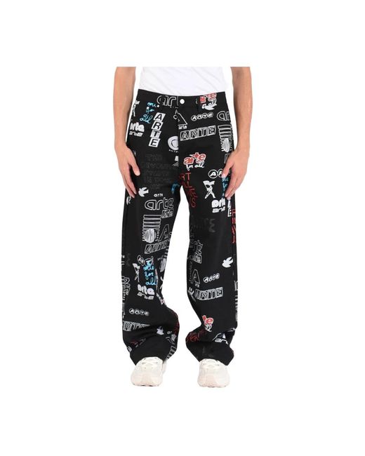 Arte' Wide Trousers in het Black voor heren
