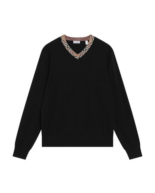 Burberry Black V-Neck Knitwear for men