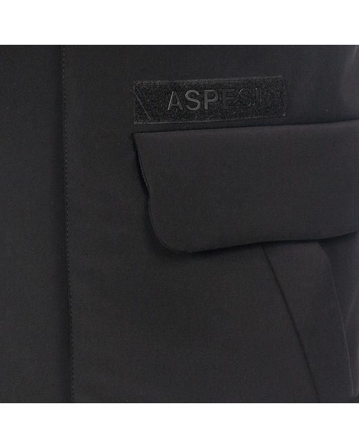Aspesi Jassen ,Zwart ,Technical Twill Gilet Waterproof Jacket in het Blue voor heren