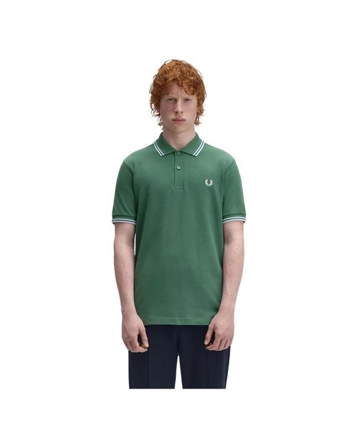 Fred Perry Tops ,Groen ,Leer M3600 Slim Fit Twin Tipped Polo in het Green voor heren