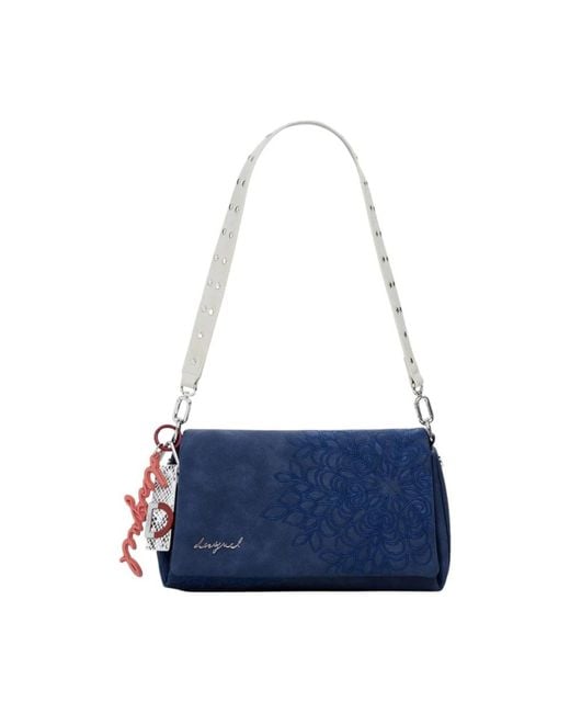 Desigual Blauwe Bloemenpatroon Handtas Met Schouderband in het Blue