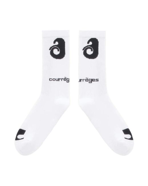 Courreges Ondergoed ,Wit ,Katoen Logo-Detail Sokken Van Katoenmix in het White