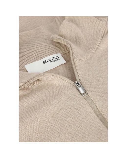 SELECTED Truien & Vesten Half Zip Cardigan Voor in het Natural voor heren