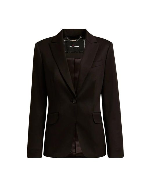 Kiton Jassen ,Bruin ,Wol Bruine Wol Maatwerk Jas in het Black
