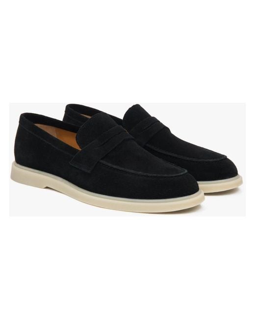 ESTRO Black Loafers for men