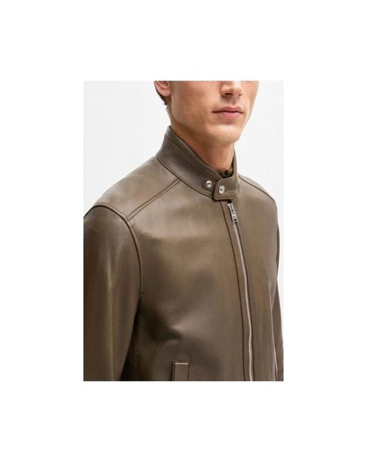 Leather Jackets Boss de hombre de color Green