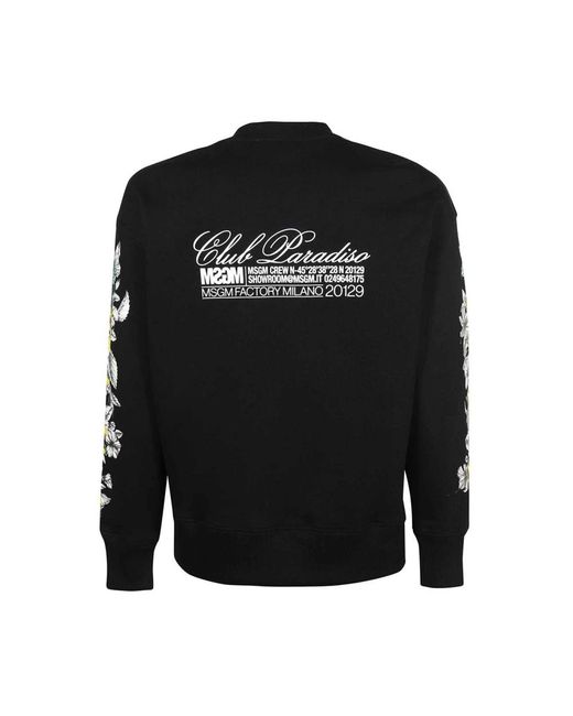 MSGM Hoodies & Sweatvesten ,Zwart ,Katoen Katoenen Sweatshirt Met Geribbelde Kraag in het Black voor heren