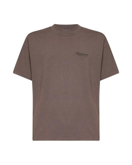 Represent Tops ,Bruin ,Katoen Owners Club Script T-Shirt in het Brown voor heren