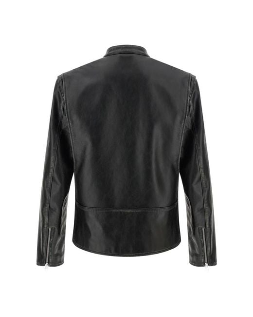 DSquared² Black Leather Jackets for men