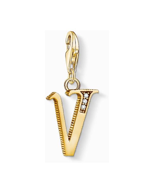 Charm pendente lettera v in oro di Thomas Sabo in Metallic