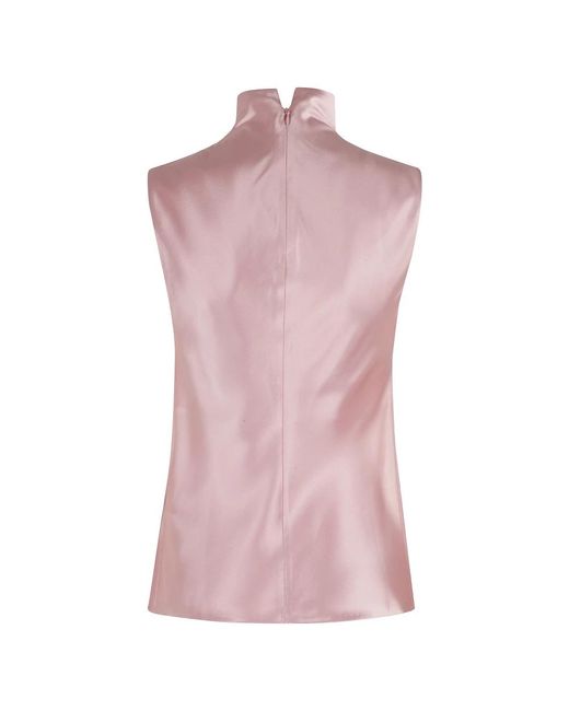Nanushka Roze Satijnen Hoge Hals Top in het Pink