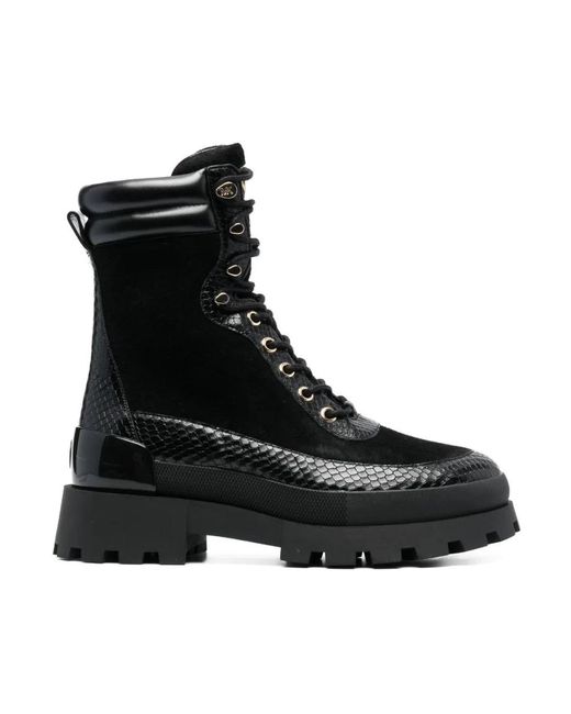 Michael Kors Black Rowan Lace-up Leather Boots