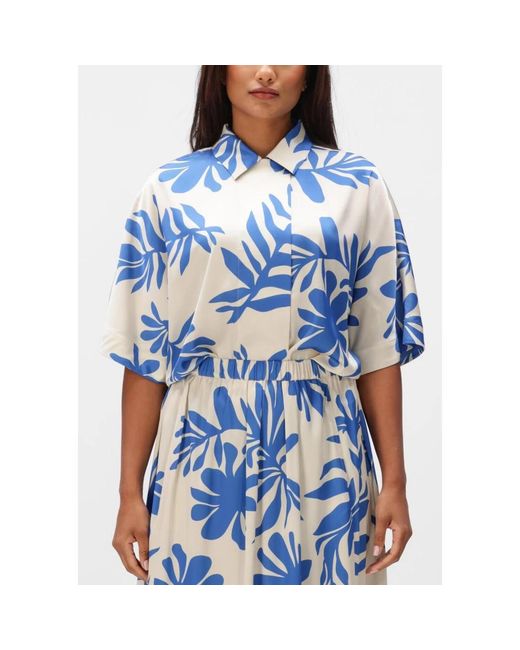 JAPANTKY Overhemden ,Veelkleurig ,Linnen Aratani Dessin Blouse in het Blue