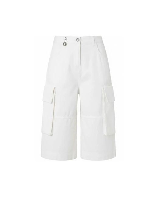 Pinko White Long Shorts