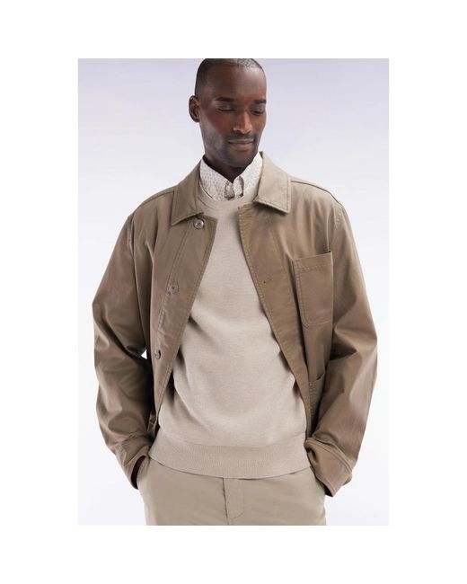 Eden Park Jassen ,Bruin ,Katoen Katoenen Stretch Zand Overshirt Met Opgestikte Zakken in het Brown voor heren