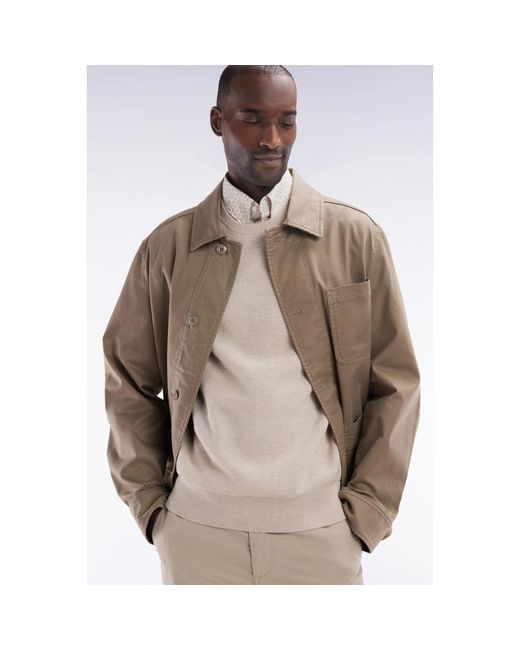 Eden Park Jassen ,Bruin ,Katoen Katoenen Stretch Zand Overshirt Met Opgestikte Zakken in het Brown voor heren