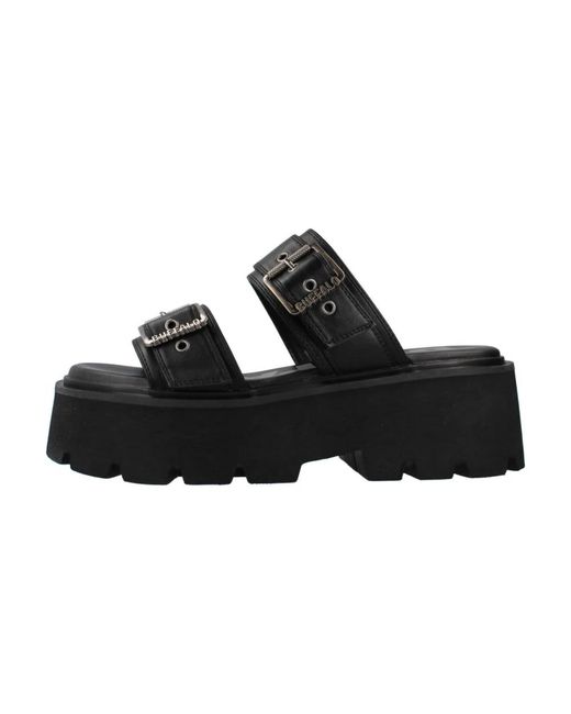 Buffalo Brake Two Strap Sandal in het Black