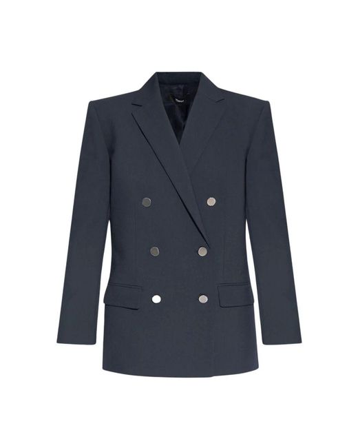 Theory Blue Oversized double-breasted wool blazer