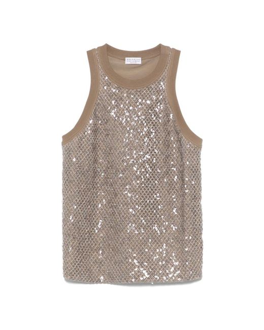 Sleeveless Tops di Brunello Cucinelli in Gray