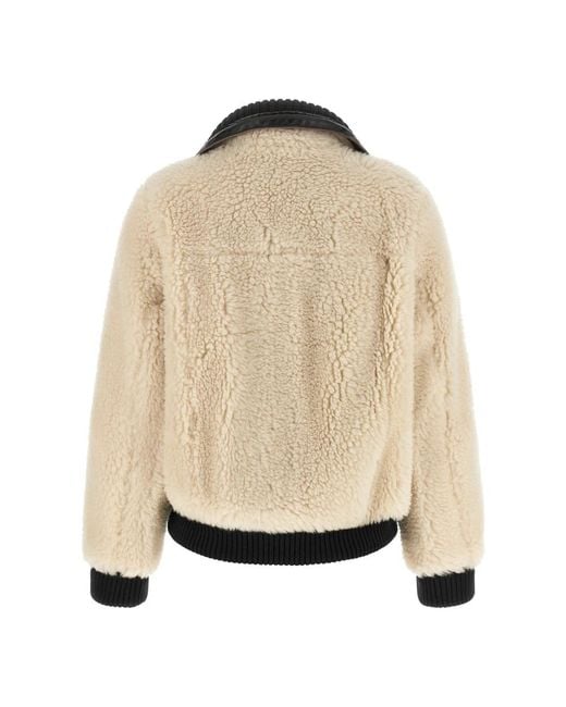 Sacai Cropped Shearling Jacket in het Black