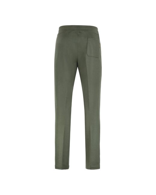 Moorer Broeken ,Groen ,Wol Wollen Trainingsbroek Met Leren Details in het Green voor heren