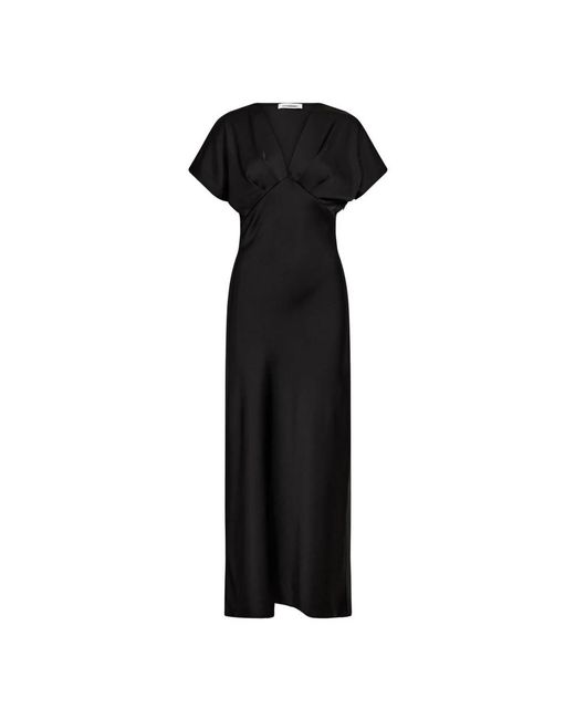 co'couture Kleedjes ,Zwart ,Safira Cc V-Dress Maxi Jurken in het Black