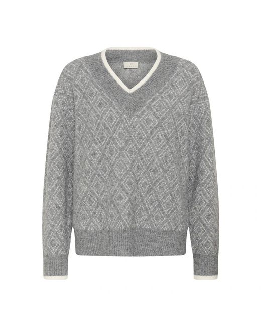 Kaffe V-Neck Trui in het Gray