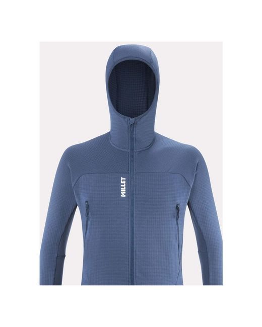 Millet Fitness ,Blauw ,Denim Donker Denim Fusion Grid Hoodie in het Blue voor heren