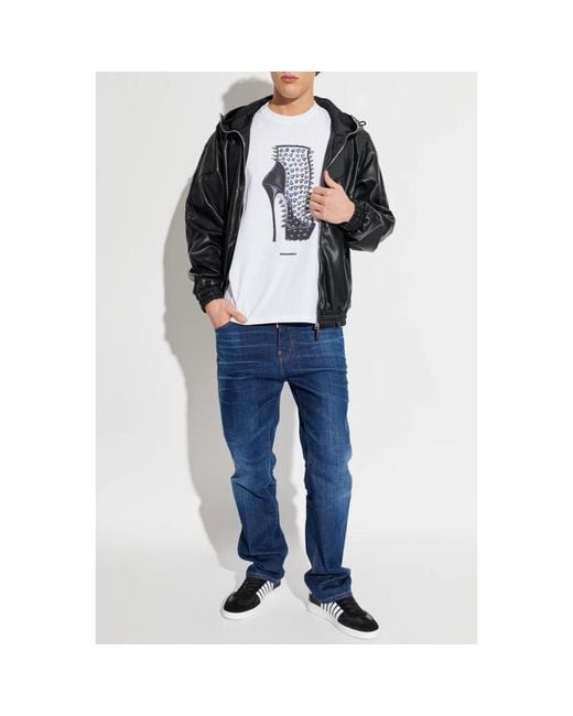 DSquared² Jassen ,Zwart ,Leer Eco Leren Jas in het Black voor heren