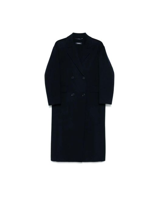 Max Mara Blue Dunkelblauer Zweireihiger Mantel