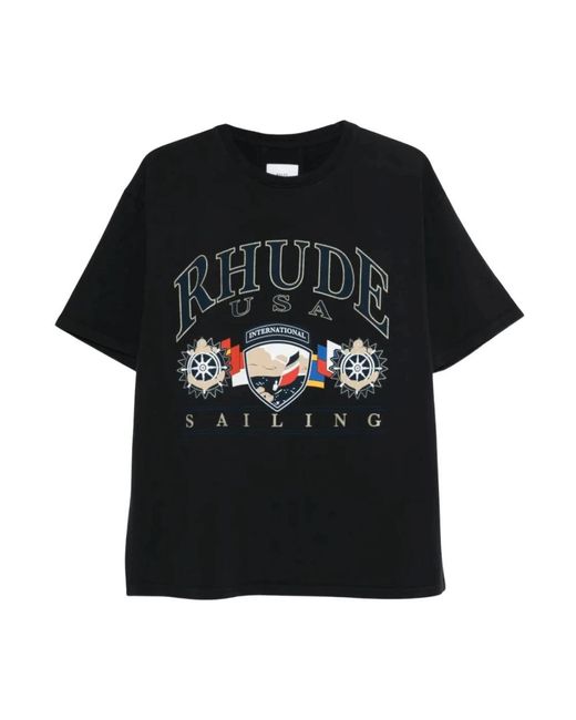 Rhude Black T-Shirts & Vests for men