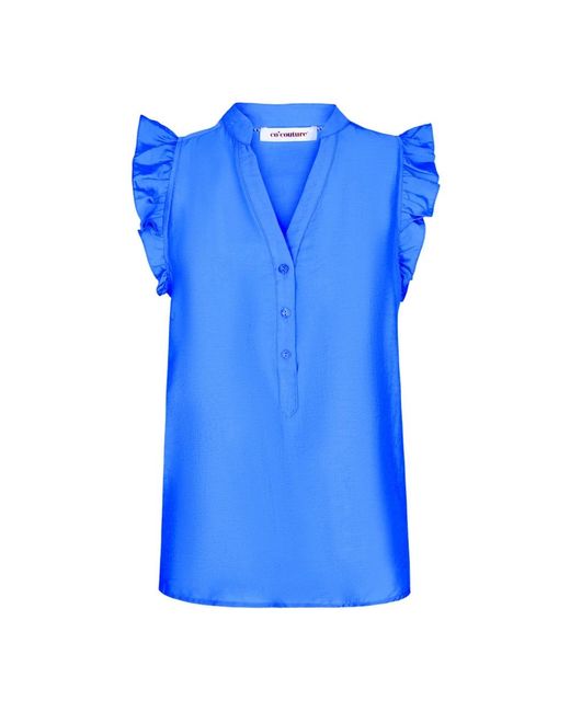 co'couture Blue Sleeveless Tops