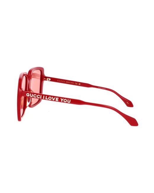 Gucci Red Rote oversize lucido sonnenbrille