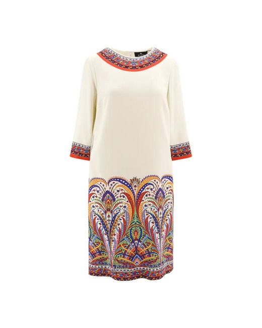 Etro Kleedjes ,Veelkleurig ,Iconische Viscose Jurk Met Print in het White