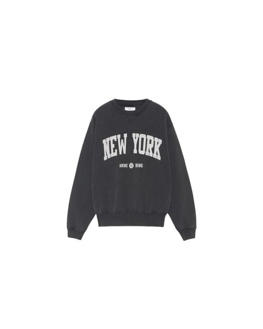 Anine Bing Black New york university sweatshirt kontrastdruck